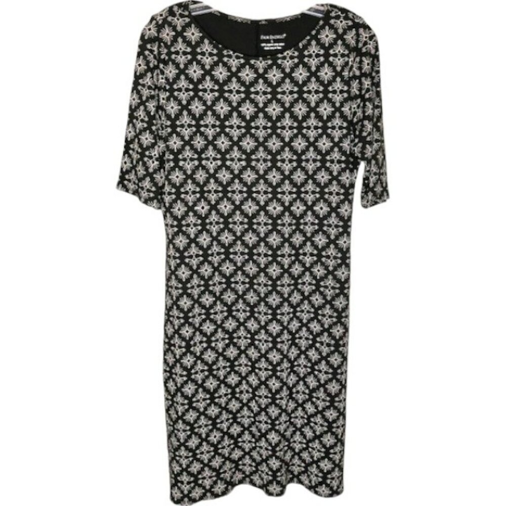 Fair Indigo 100% Organic Pima Cotton T-shirt Dress - Navy/White - L